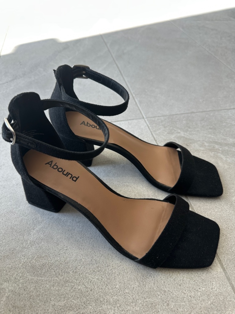 Abound Black Suede Block Heel Ankle-Strap Sandals